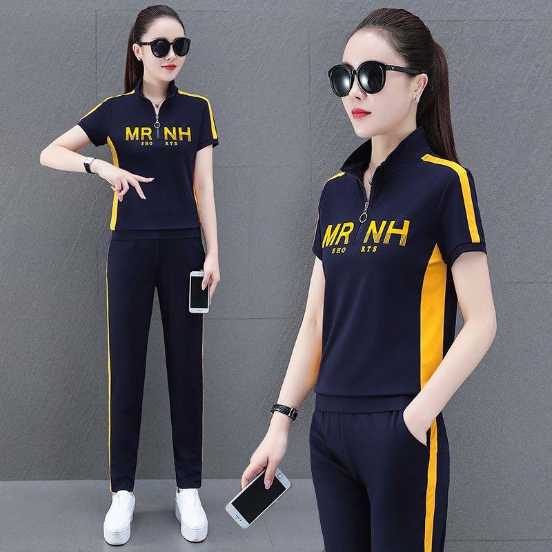 Fashion Sports Suit Women's Summer Western Style Age-reducing Running Suit Casual Slimming Two-piece Trend
