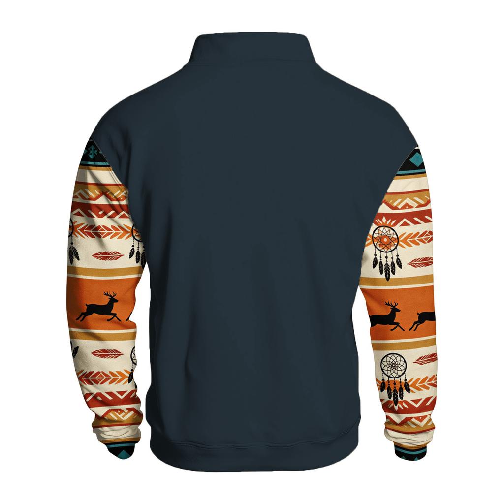 Men's Western Hooded Sweatshirt Long Sleeve Pattern Print Pullover