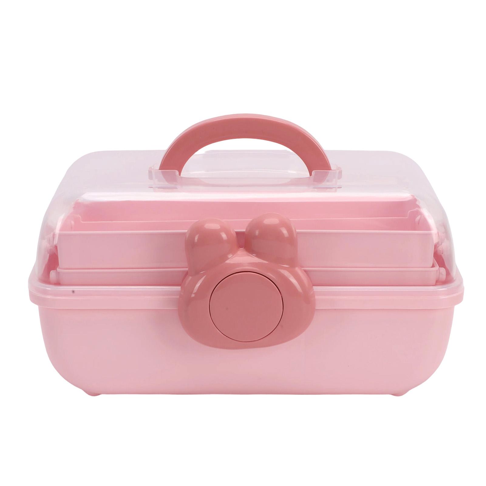 

Hair Accessories Storage Box with Transparent Lid Layered Compartments Folding Craft Organizers for Girls Headbands