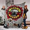 Custom Name Guns N Roses Theme Printed Blanket - Perfect for Couch, Bed, Travel & Outdoor Use | Machine Washable, Cozy & Durable.