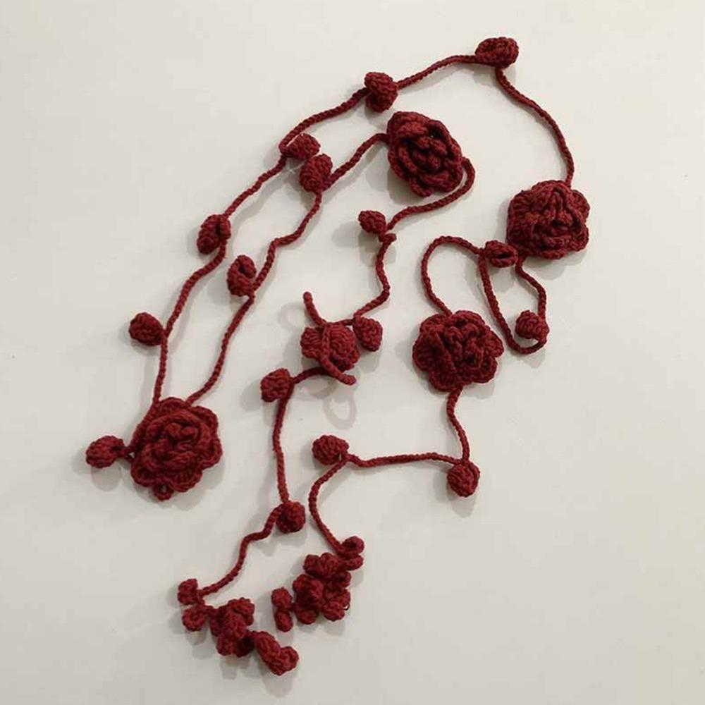

Multicolor Neck Chain Decoration Crocheting Rose Flower Rose Scarf Y2k Rose Necklace Girl