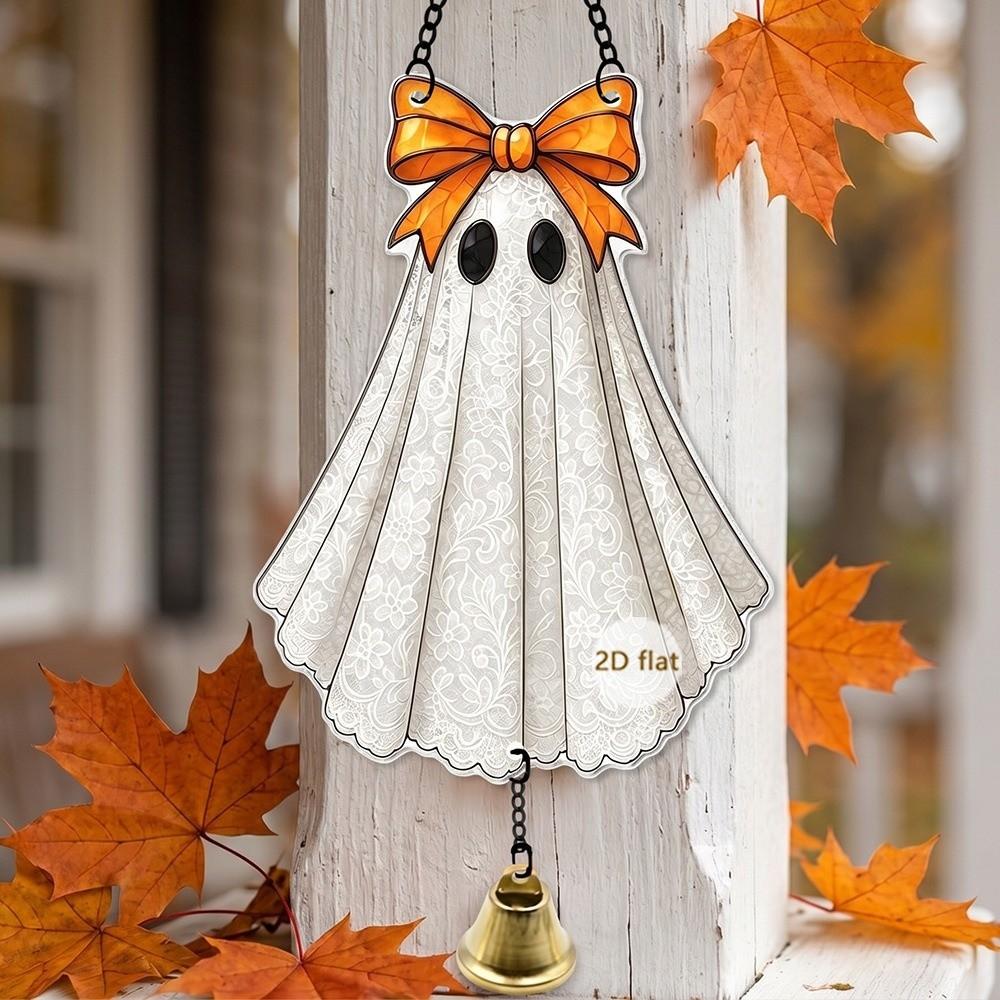 Pumpkin Design Acrylic Wall Hanging Mini Town Design Car Rearview Mirror Decoration  For Halloween