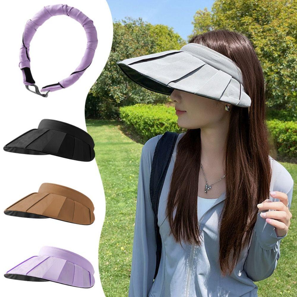Empty Top Hair Hoop Hat Foldable Beach Sunshade Hat Portable Sun Hat