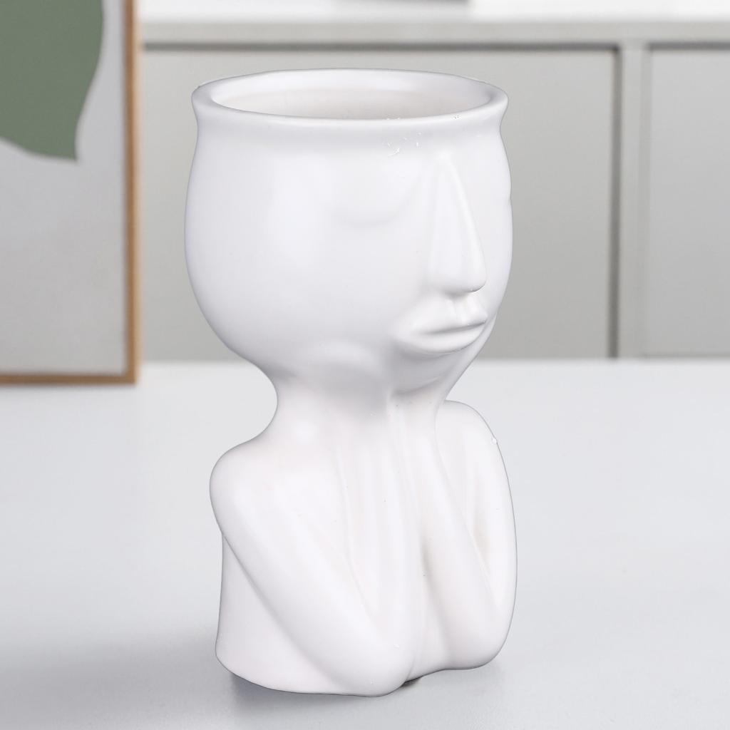 Ceramic Face Planter Pot Nordic   Modern Innovative Face   Planter Pot for   Hotel Desktop Ornaments