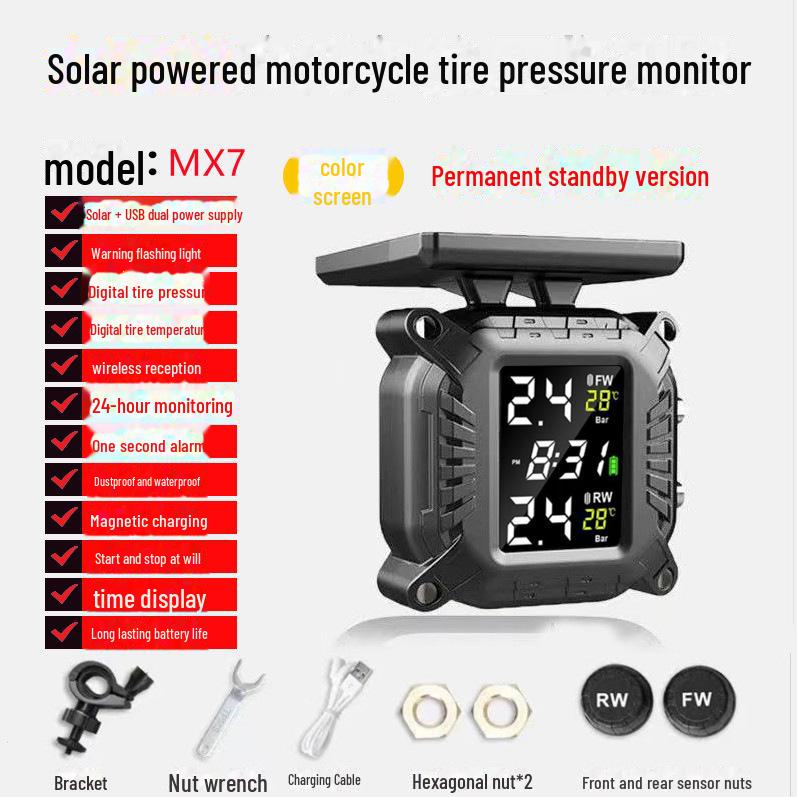 XM7 Solar Wireless Waterproof Motorcycle Tire Pressure Monitor