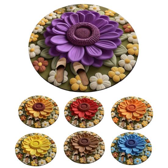 Floral Plush Diatomaceous Earth Floor Mat 3D Visual Flower Pattern Diatom Mud Floor Rugs
