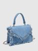 Vintage Denim Purse With Tassels For Daily Casual Use