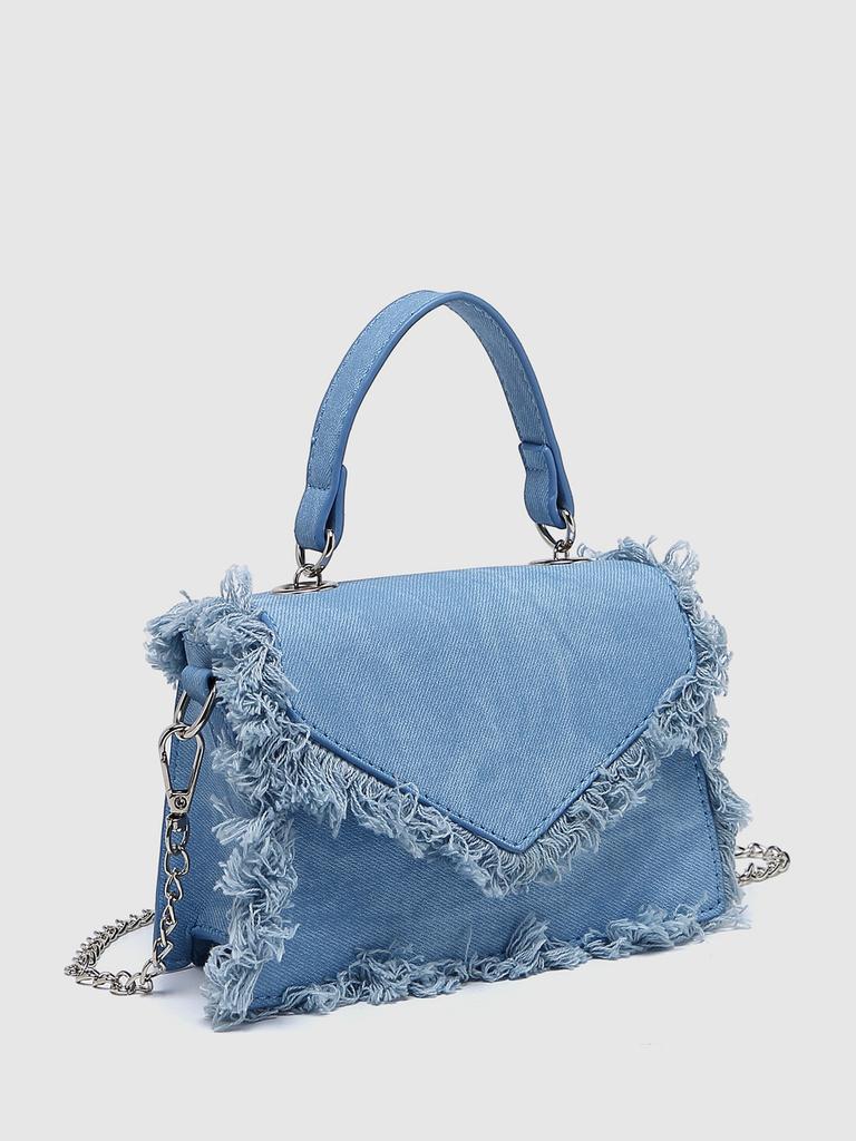 Vintage Denim Purse With Tassels For Daily Casual Use