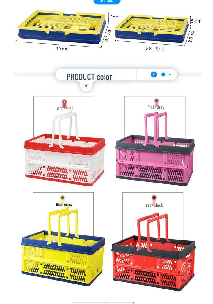 Foldable Plastic Shopping Basket for Vegetables - Thick, Large Capacity for Storage and Picnics