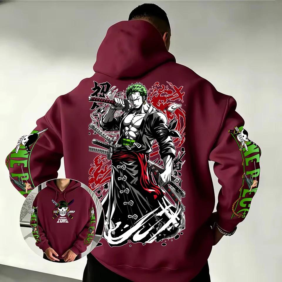 Roronoa Zoro Anime Grafická oboustranná mikina s potiskem rukávů Pánská