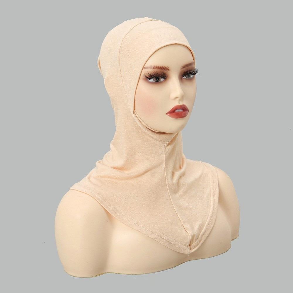 

New Full Coverage Hijab Caps Cotton Elastic Turban Hat Soft Breathable Chemo Cap Hair Loss бежевий