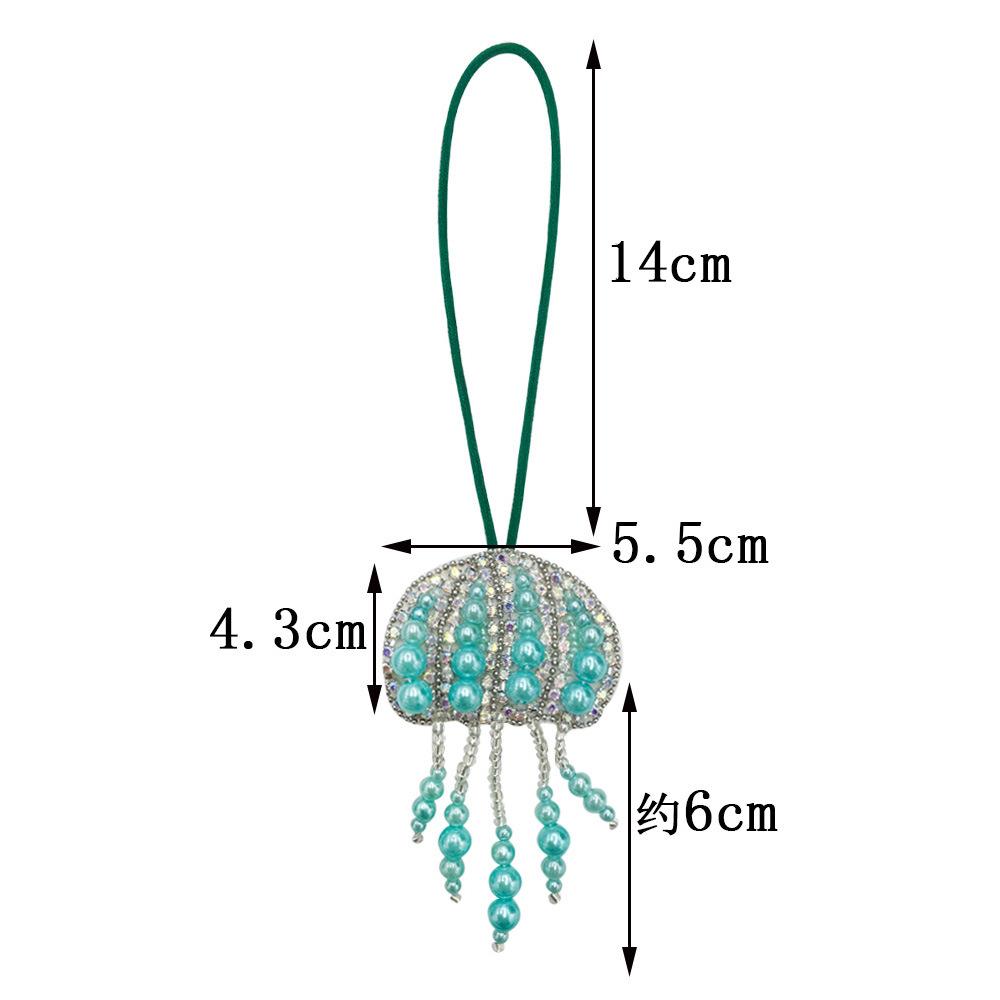 Rhinestone Jellyfish Beads Patches Bag Charm Crystal Tassel Lanyard Sewing Jellyfish Beading Applique Patch Keychain Bag Accesor