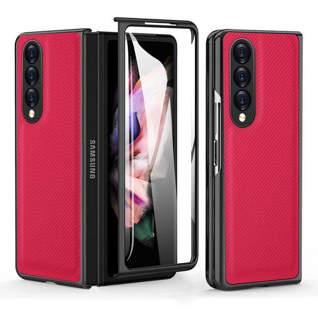 

Противоударный защитная пленка для стекла для Samsung Galaxy Z Fold4 5g Fold 4 Fold2 Fold3 Fold 3 2, матовые чехлы из углеродного волокна for Samsung Z Fold 4 красный