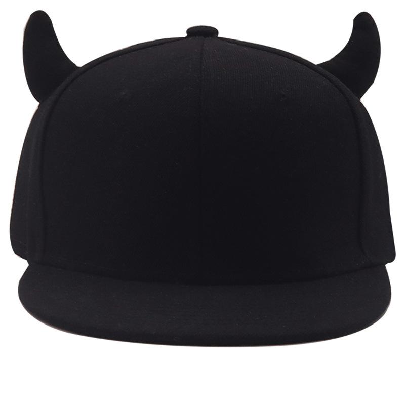 Li Chen Big Black Cow Horn Parent-child Hip-hop Hat Spring and Summer Boys and Girls Children Sun Protection Flat Edge Baseball Hat