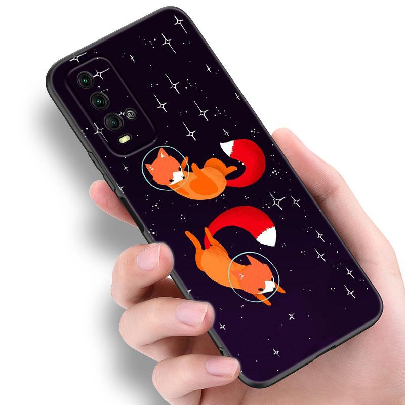Cute Cartoon Fox Phone Case For Xiaomi Redmi Note 5 6 9T K20 K40 K50 Pro 7A 8A 9A 9C 9i 10A 10C A1 S2 Soft TPU Black Cover