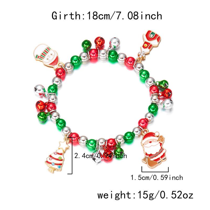 Christmas Bracelet for Women Fashion Elegant Christmas Tree Santa Snowflake Pendant Beaded Bracelets Holiday Party Jewelry Gift for Girls