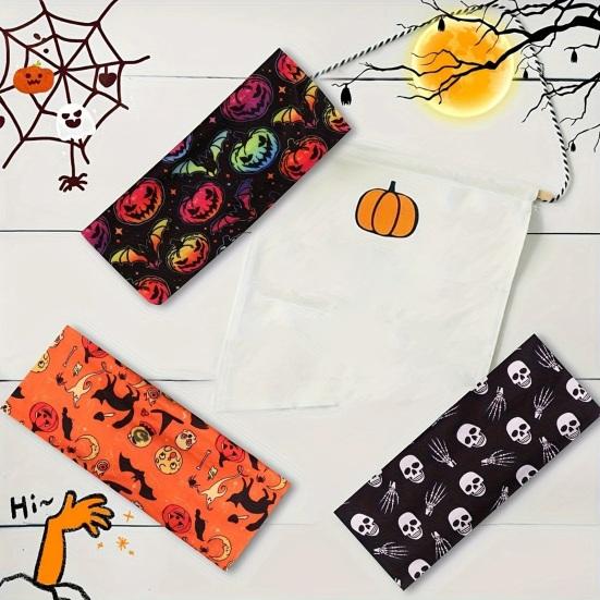 Skull Pumpkin Headband Halloween Headbands for Women, Cute Ghost Bat Cat Skeleton Wide Hair Bands, Elastic Breathable Stretchy Non-Slip Headbands,