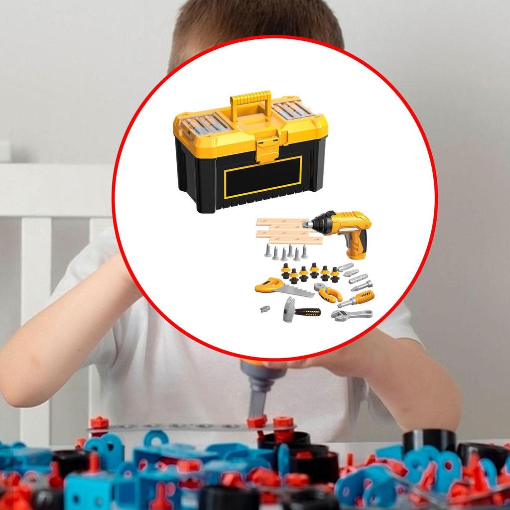 35 Pieces Electronic Toy Drill,Kid Tool Set,Toddler Box,Gift,Construction Tools,Toddler