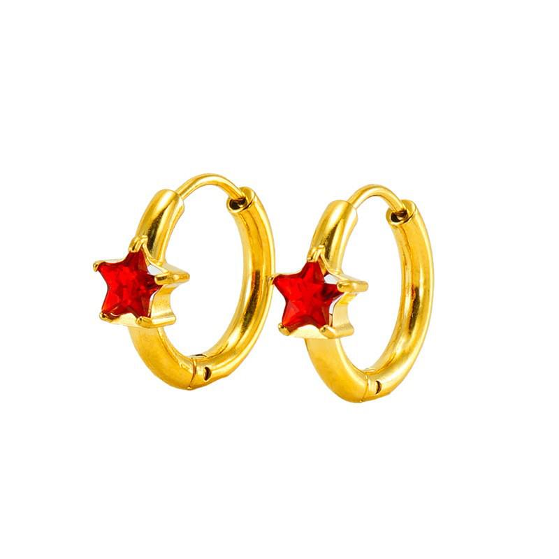 European and American Style Five-Pointed Star Zircon Stainless Steel Hoops: Elegant, Luxurious, Sweet.