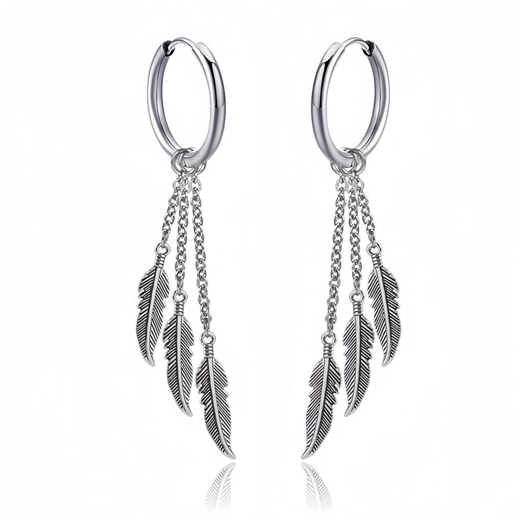 Long Hanging Crosses Leaves Pendants Hoops Woman Earrings Man Vintage Stainless Steel Hip Hop Ear Piercing Jewelry Accessories
