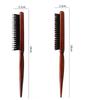Solid Wood Boar Bristle Teasing Comb - Three-Row Fluffy Styling Comb for Updos and Hair Wrapping