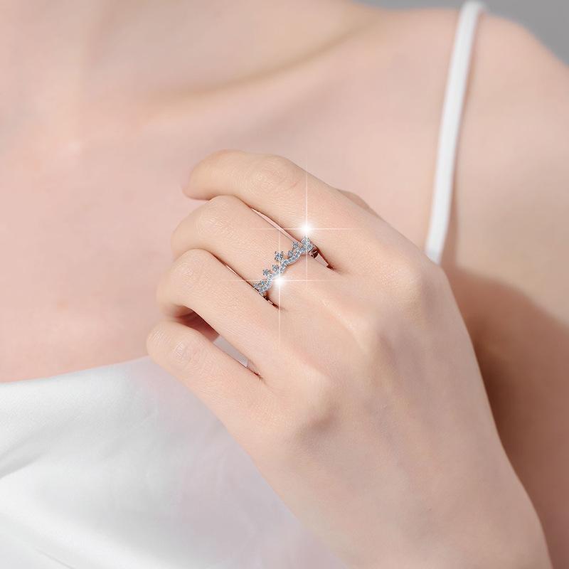 S925 Sterling Silber Ring für Frauen gestapelte Krone Modeschmuck Moissanit Ring Verlobungsring Diamantring Ehering Geschenk für Freundin