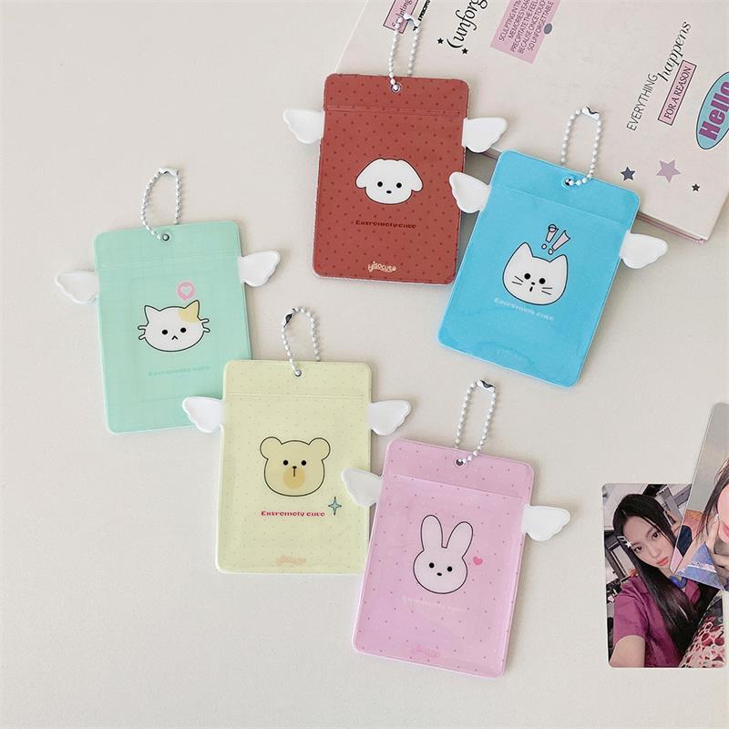 Cute Small Wings Card Holder Photocard Holder Idol Photo Display Protect Storage Card Keychain Bag Pendant Keyring Birthday Gift