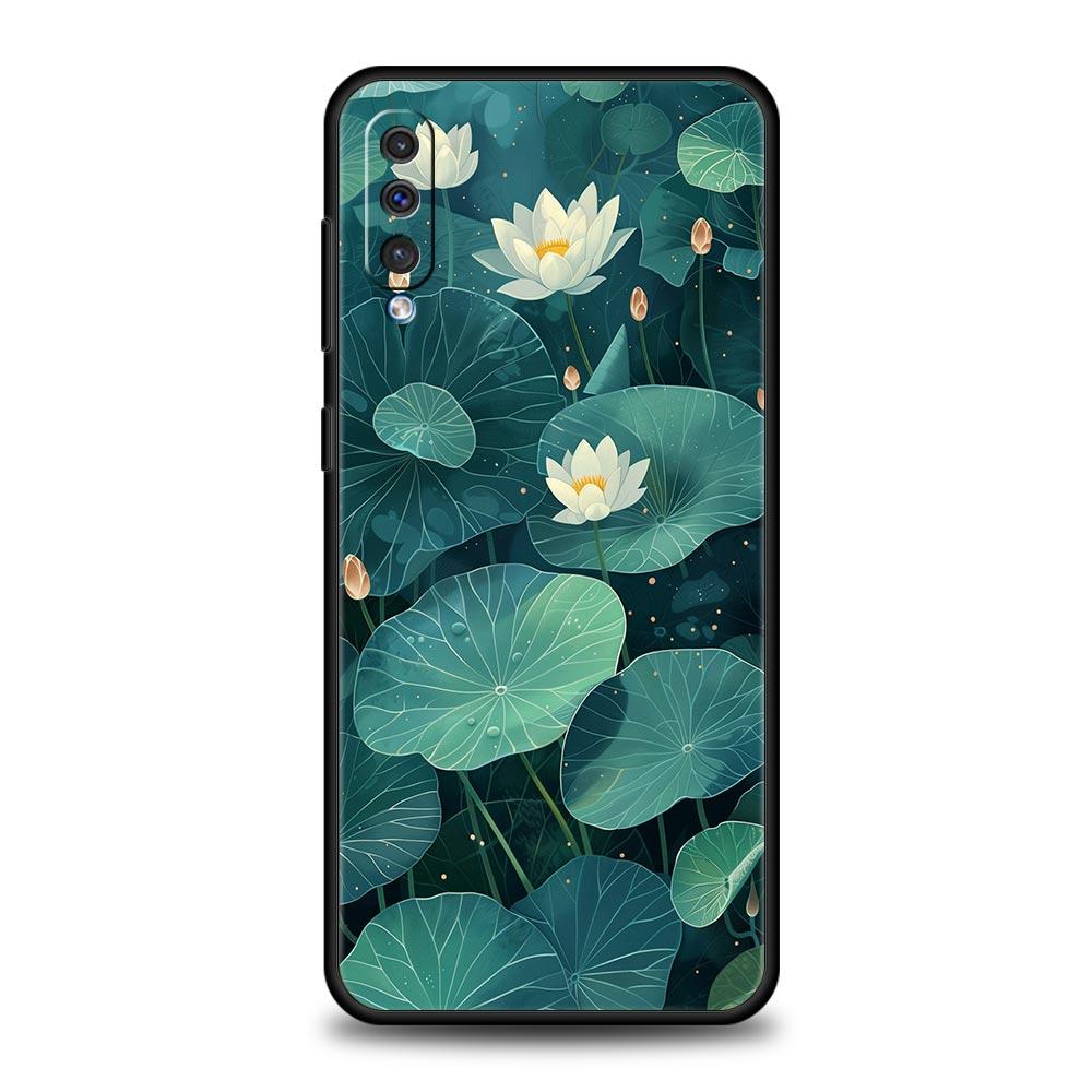 Phone Case For Samsung A56 A36 A26 A24 A12 A14 A16 A50 A70 A20E A10S A22 A40 A34 A54 A42 A52 5G A04s A06 Cover Lotus Pattern