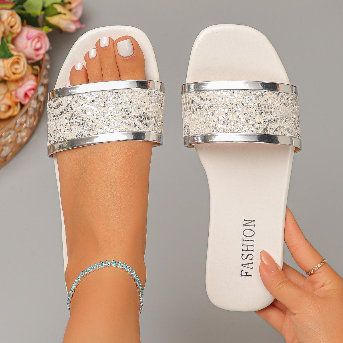 Women s Large-size Shoes, Simple Shoes, Flat Shoes, Slippers 36 серебряный