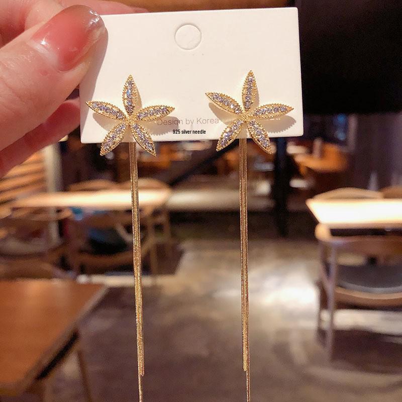 S925 Silver Geometric Tassel Stud Earrings: Fashionable Korean Style, Elegant Design, Versatile for Women