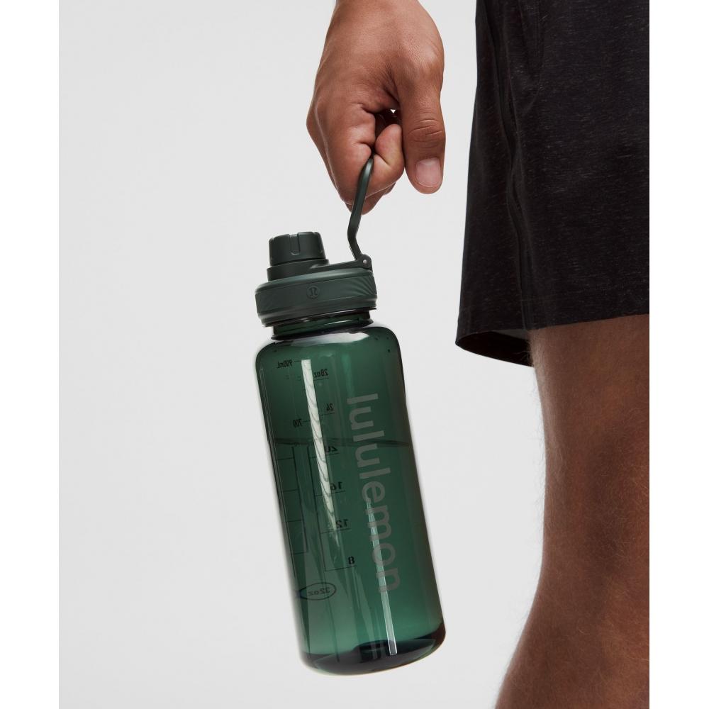 Lululemon Back To Life Clear Bottle 32oz Rainforest Green Palm Deco