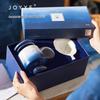 JOYYE Blue Dye Ceramic Mug Set with Lids & Handles