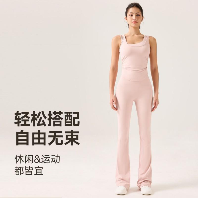 Womens Yoga Top With Built-in Bra Moisture-Wicking Seamless Crop Tank Gym Running Fitness
