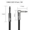Electric Guitar Cable Braided 1/4" 6.35mm TS Jack 90 Degree Audio Mono Cable Bass Electric Box Audio Cable Noise Reduction Cabl