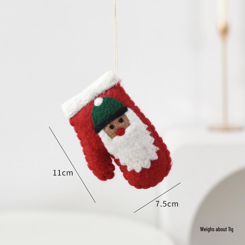 Handmade Christmas Felt Glove Ornaments - Santa, Snowman, Tree Pendants