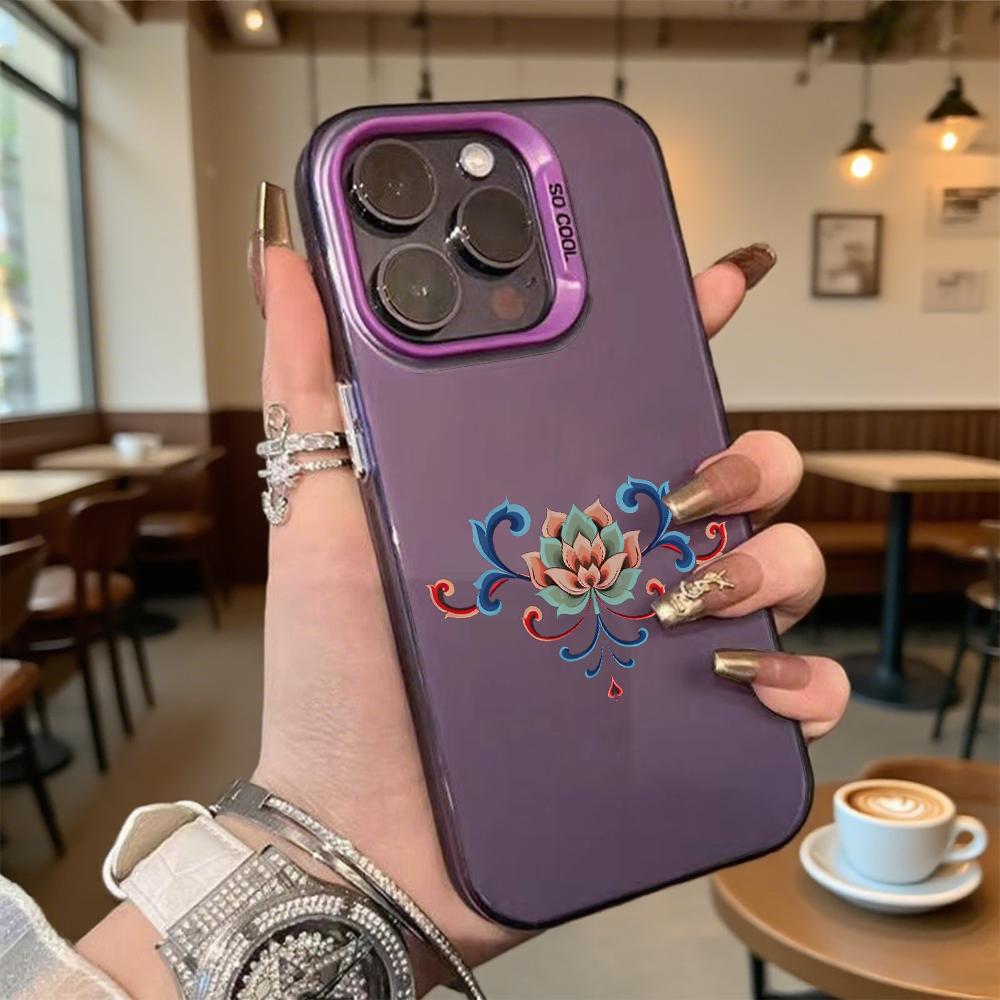 Ornate Floral Pattern Hard Phone Case for Iphone 16 15 14 13 12 11 Pro Max Mini Shockproof Anti-Scratch Protective Cover