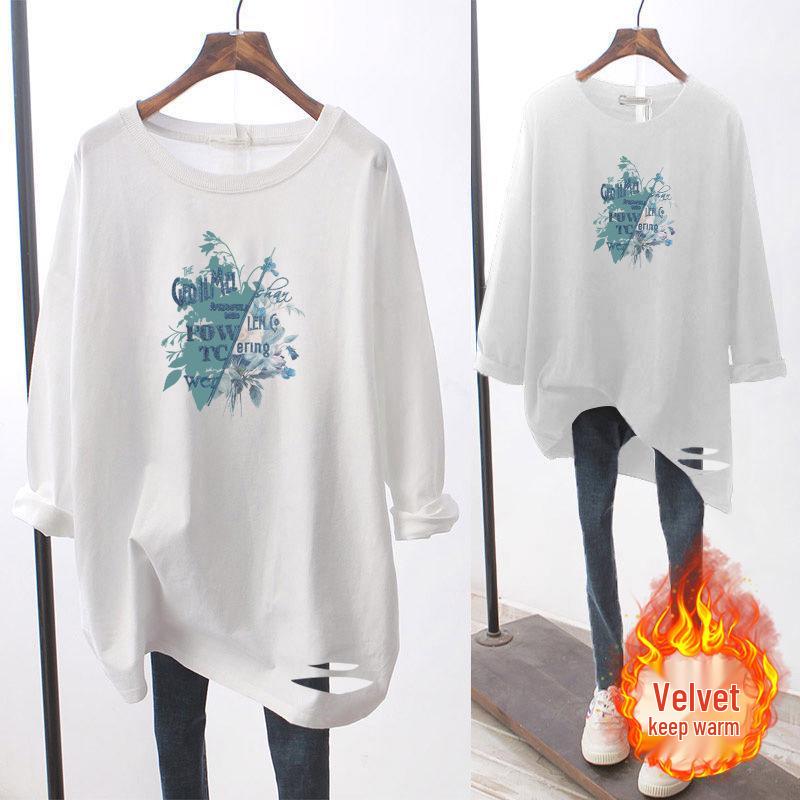 

Женский универсальный топ средней длины с длинным рукавом из матового хлопка: Модный слой, омолаживающий, для весны, осени и зимы 4XL (For 75-83 kg)