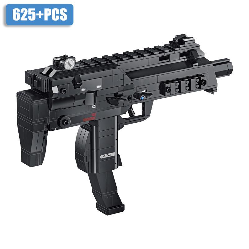 2024 NEW Military M500 Revolver Pistol Building Blocks Kits M10 MP7 Submachine Gun Shoot Bullet Weapon Bricks Toys For Kids Gift