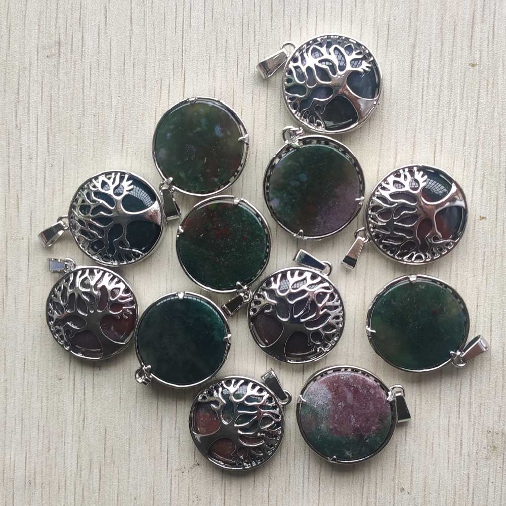 Wholesale 12pcs/lot Fashion Natural Stone Alloy Tree of Life Mix Pendants for Necklaces Jewelry Accessories Making Fast Shipping