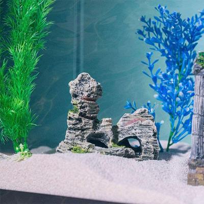 Artificial Moss Hiding Cave Mountain View Underwater Fish Tank Ornament Landscaping Craft Living Room Resin Aquarium Rockery