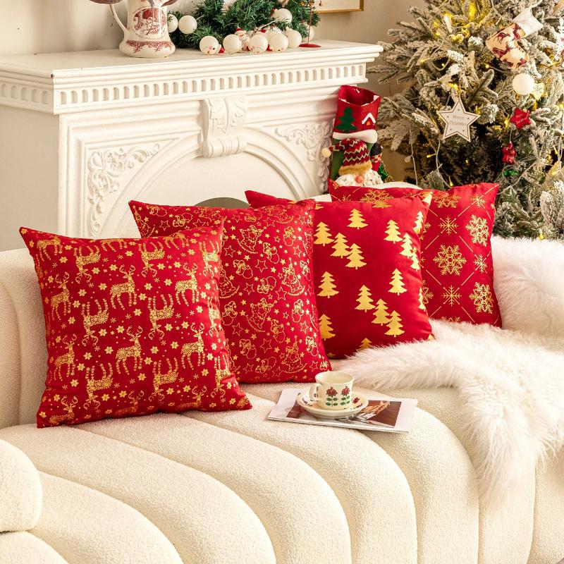 45X45Cm Christmas Tree Throw Pillow Cover Snowflake Plush Cushion Cover Christmas Party Decor Home Decorative Pillowcase