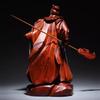 Handmade Rosewood Sculpture of General Guan Gong, Chinese Martial Wealth Deity Statue for Business Success & Home Protection