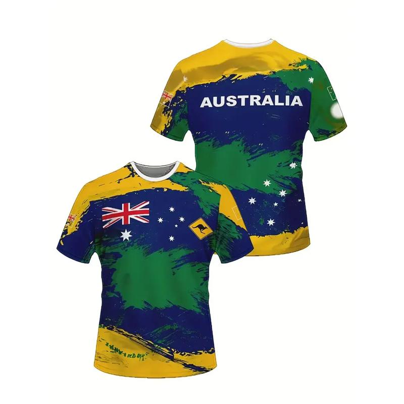 Australia National Flag T-shirt For Men's Clothing 3d Printed Landmark Building T Shirts Kangaroo Koala Animal O-neck Tees Tops
