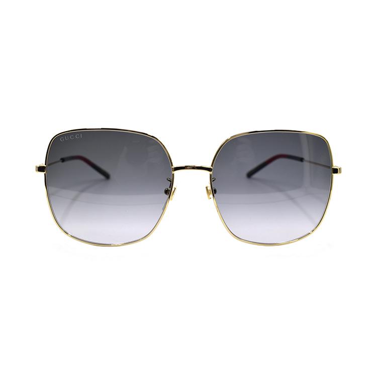Gucci Gafas de Sol Cuadradas Ligeras de Metal con Montura Grande para Series Web y Viajes de Vacaciones para Mujer Gafas de Sol Dorado Degradado-Gris GG1195SK-001