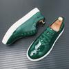 Fashion 2024 Winter New Mirror Face High Quality Patent Leather Casual Shoes Men's Lace-Up Sneakers Green Carved Designer Leather Shoes