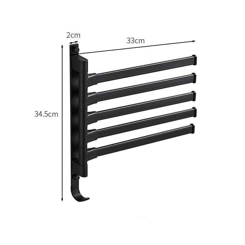 Towel Swivel Rack Wall Mounted Black Bar Hanger Rustproof Bathroom Rotation 180