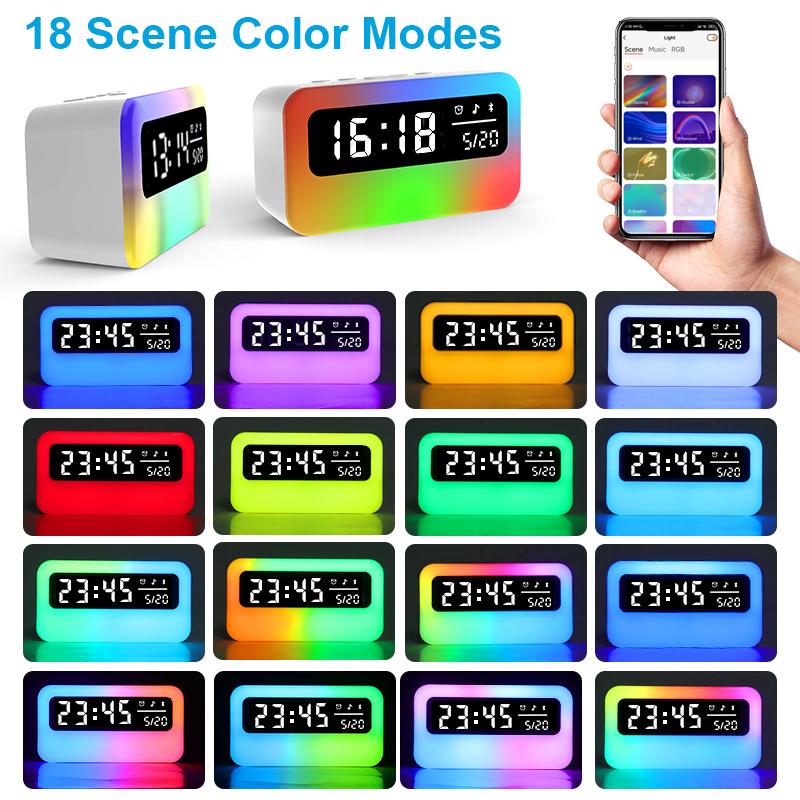 2025 Trends Speaker Digital Alarm Clock RGB Rechargeable Sleeping Relaxation Alarm Clock Bedside LED Night Lights Lamp