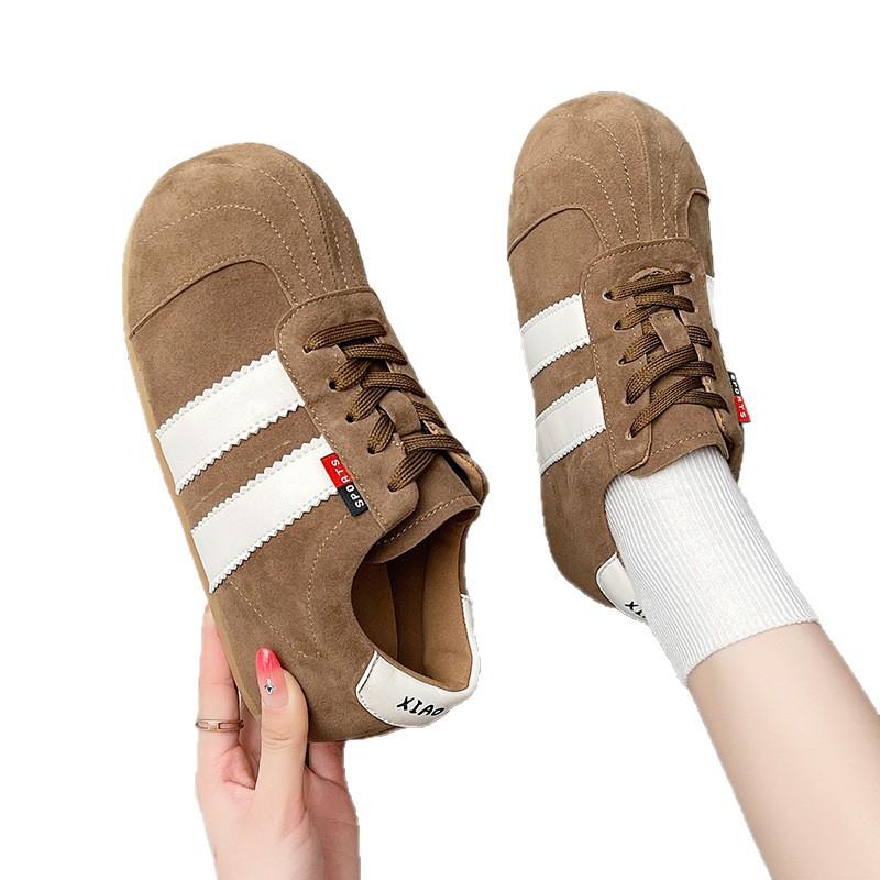 Big head casual light mouth single shoes color matching flats autumn retro versatile lightweight board shoes lace-up sports shoes