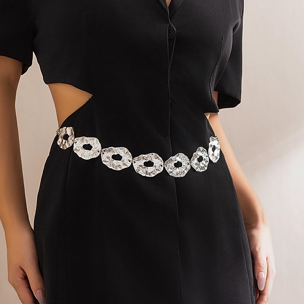 Women's retro waist chain bodychain metal irregular design disc body chain jewelry