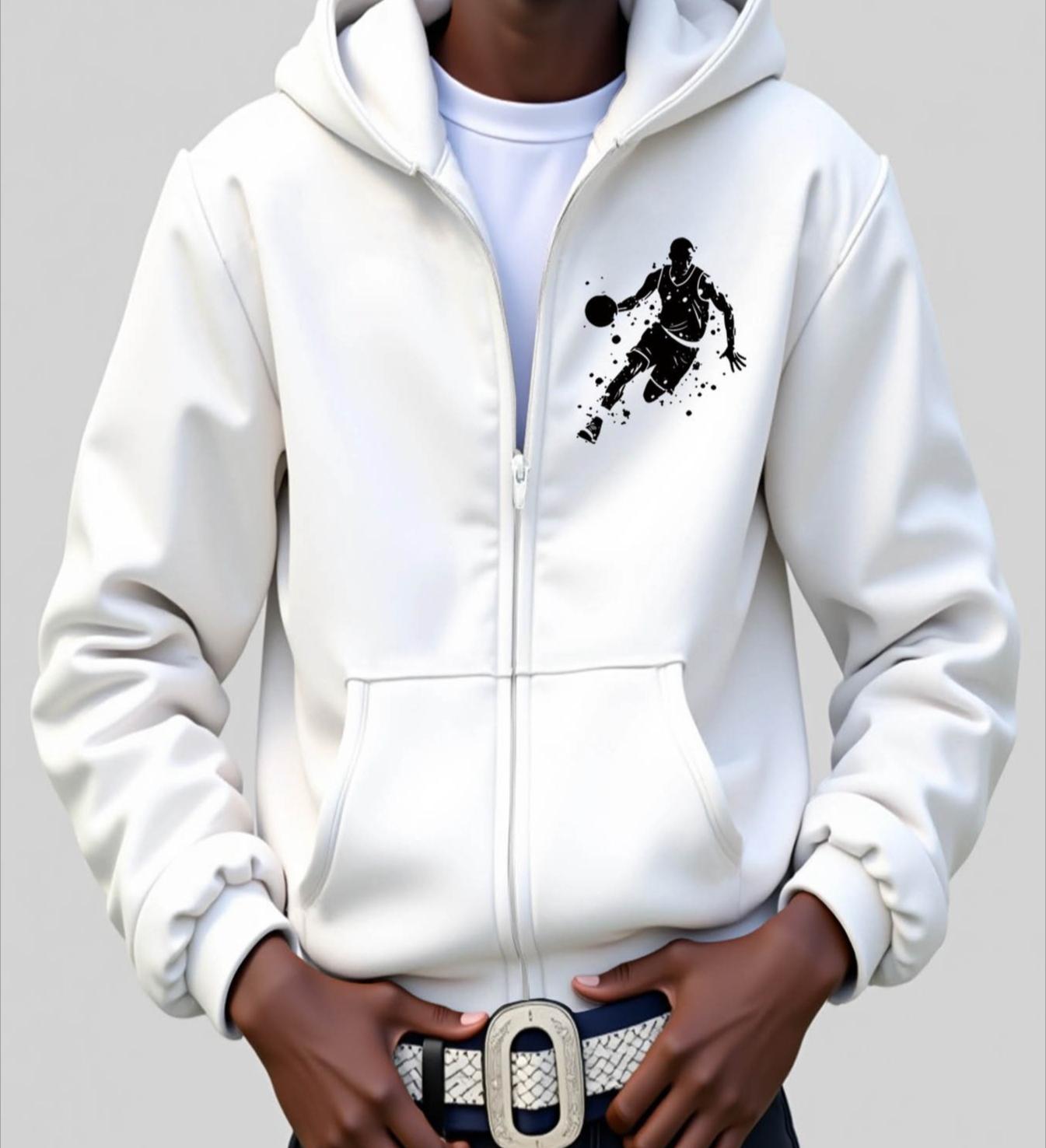 Men s Zip-Up Hooded Jacket, Lightweight Windproof &  Shock-Absorbing XXL белый